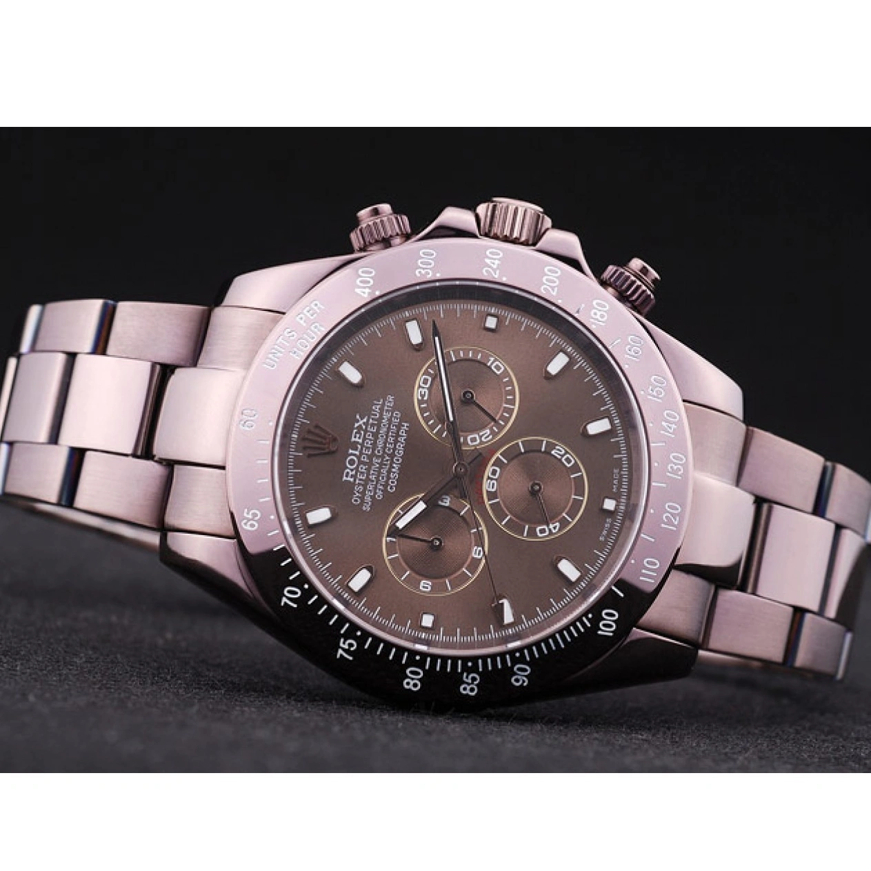 RepTime Watches 0419 Rolex Daytona Copper Stainless Steel Bezel Brown Dial 7477
